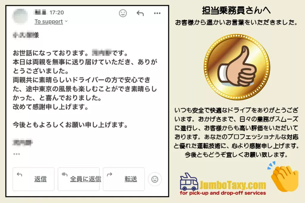 使用过珍宝出租车的客户致谢。