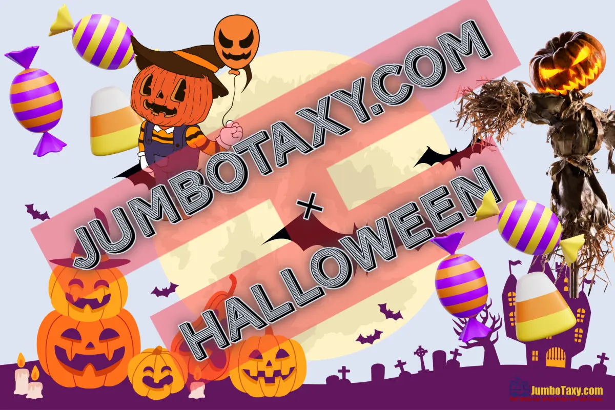 東京のハロウィンイベント会場へ向かうジャンボタクシー