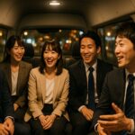 從年終派對回家的路上，享受可容納九人的巨型計程車。